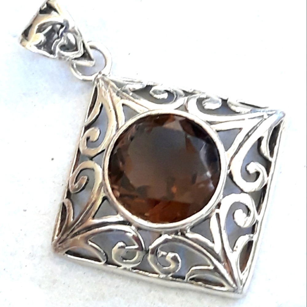 Sterling Silver Natural Smoky Quartz Pendant